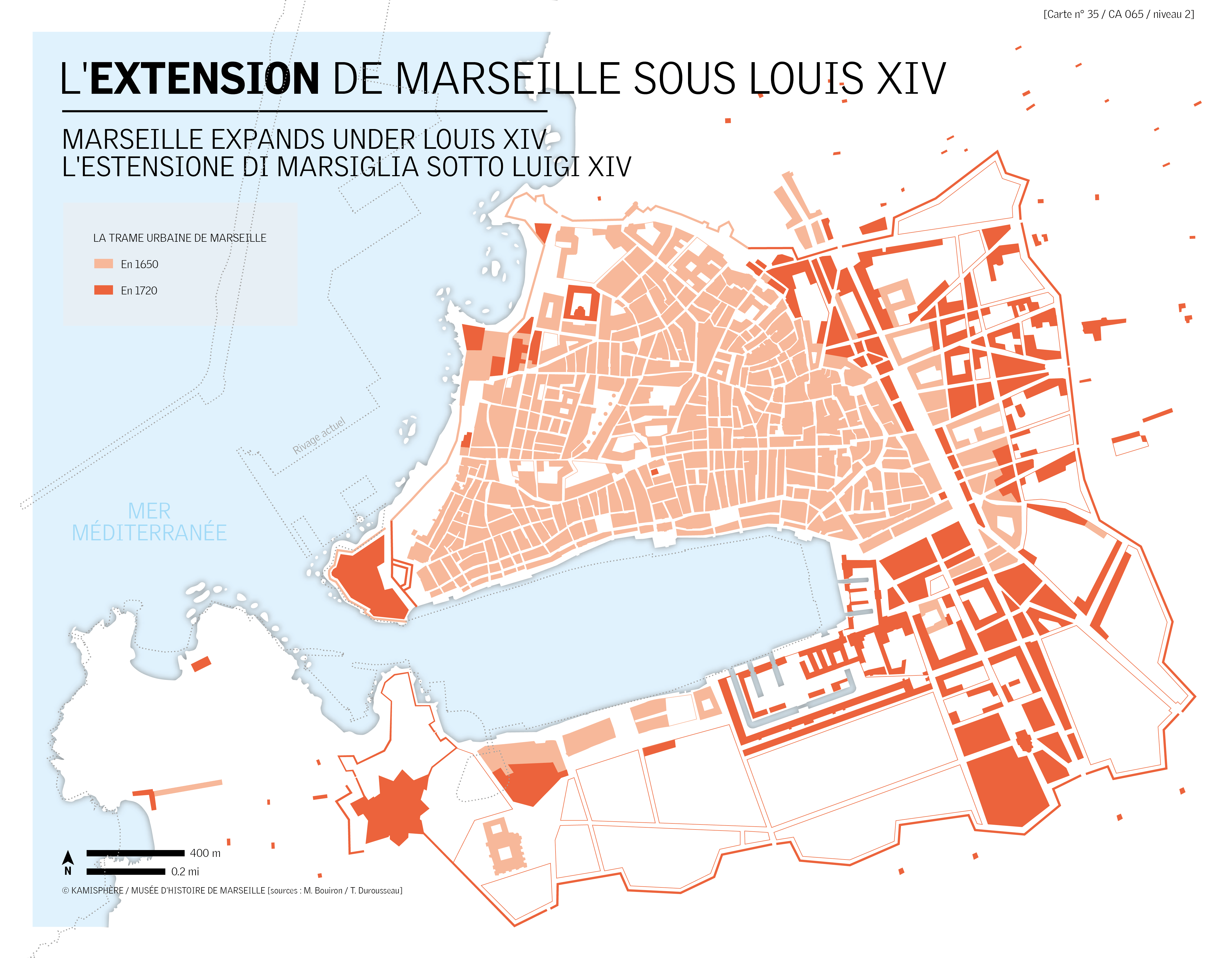 Carte de l'expansion de Marseille sous Louis XIV