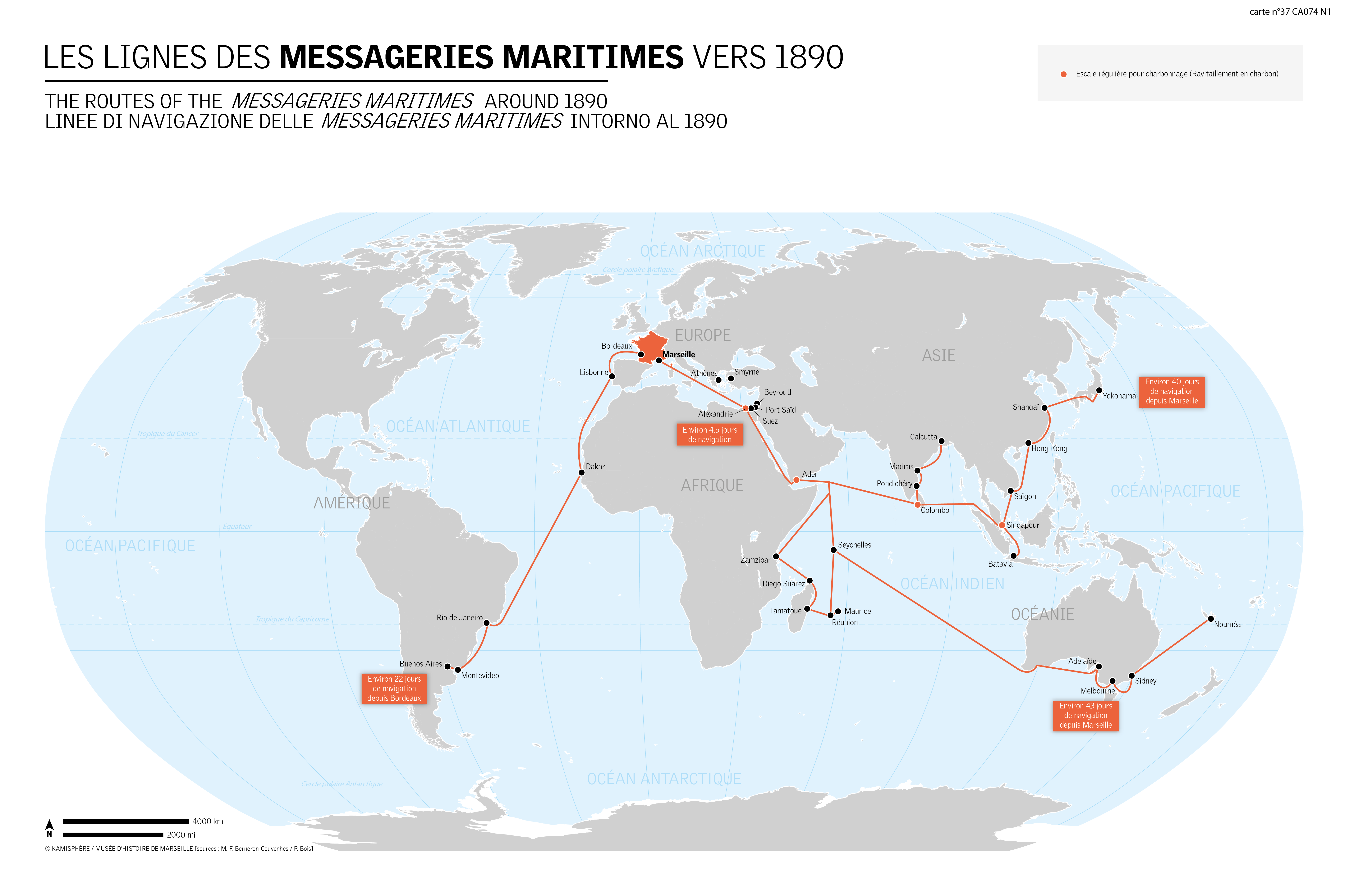 Les lignes des messageries maritimes