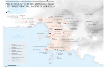 Carte des sites préhistoriques connus dans le bassin de Marseille