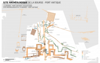 Carte du site archéologique de la Bourse - Port Antique