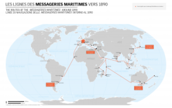 Carte des messageries maritimes vers 1890